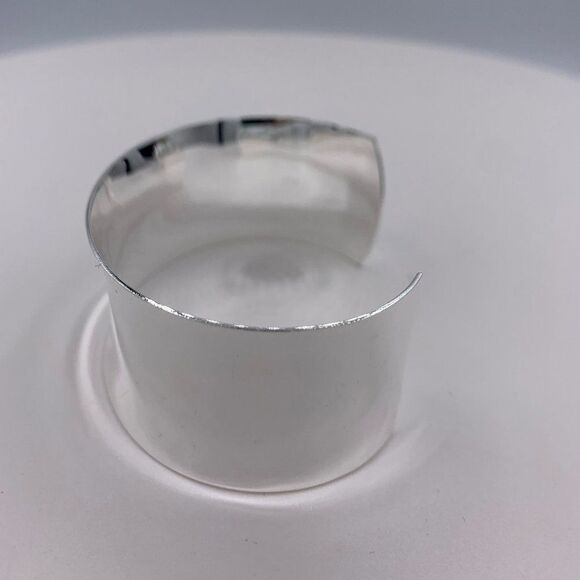 Cuff bracelet , stamped solid 925 silver, mirror finish,1 inch width, new - Picture 7 of 16